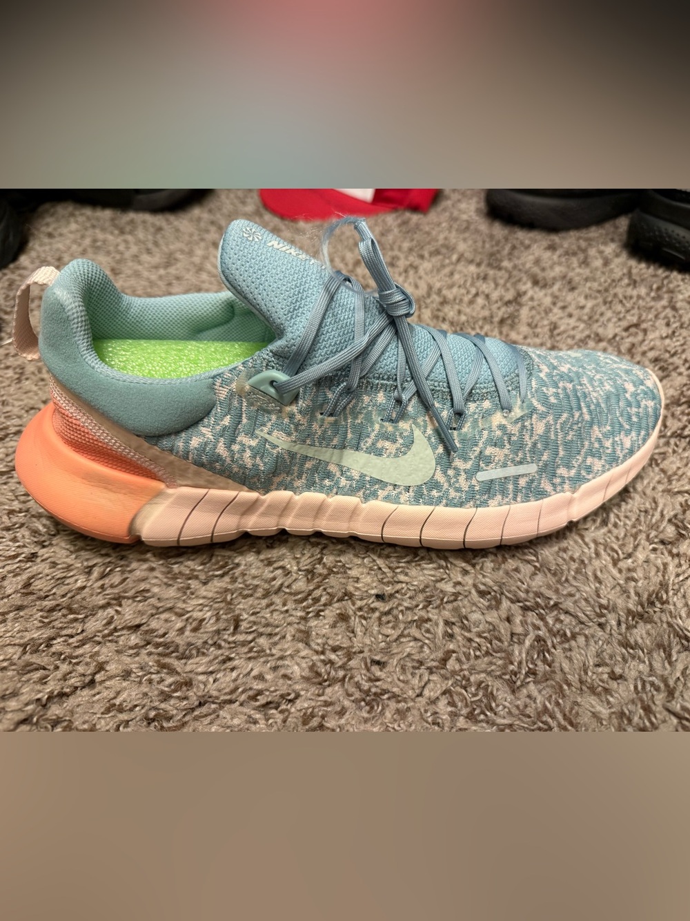 Women’s Nike Free Run Light Blue and Mint Knit Running Sneakers